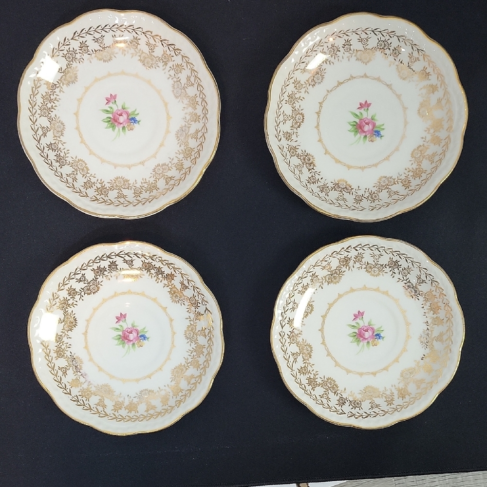 Stetson 22kt gold American Beauty Saucer plates set of 4